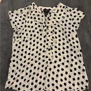 White and Black Polka Dot Blouse, petite medium